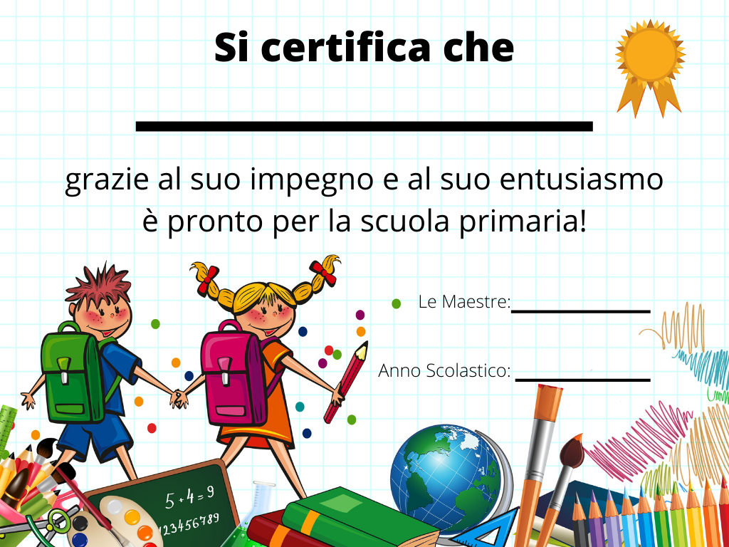 Dalla Scuola Dell Infanzia Alla Primaria Diplomi Da Personalizzare Paidea